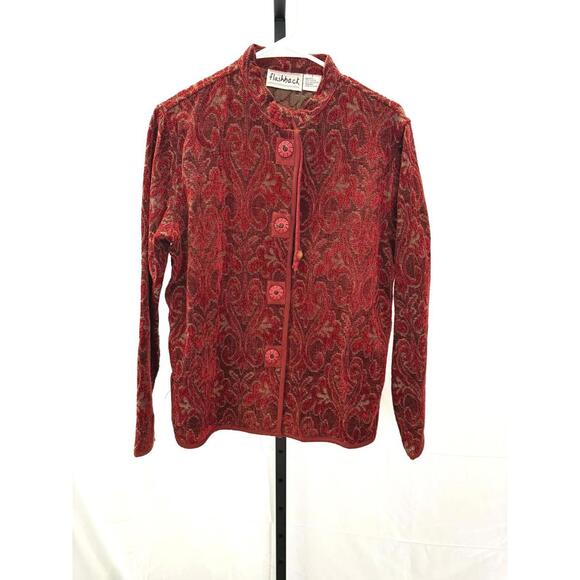 Small Flashback Red Patterned Button-Up Jacket - Picture 1 of 5